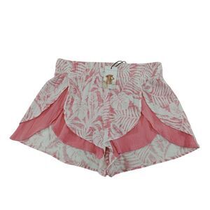 Sincerely Jules Pink Palm Layered Shorts Elastic Waist Casual Shorts‎ Size M